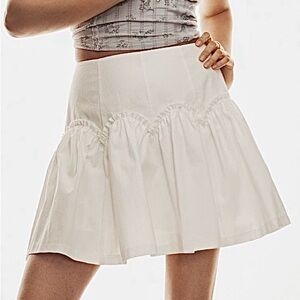 Anthropologie Mare Mare White Basque-Waist Mini Skirt XL
